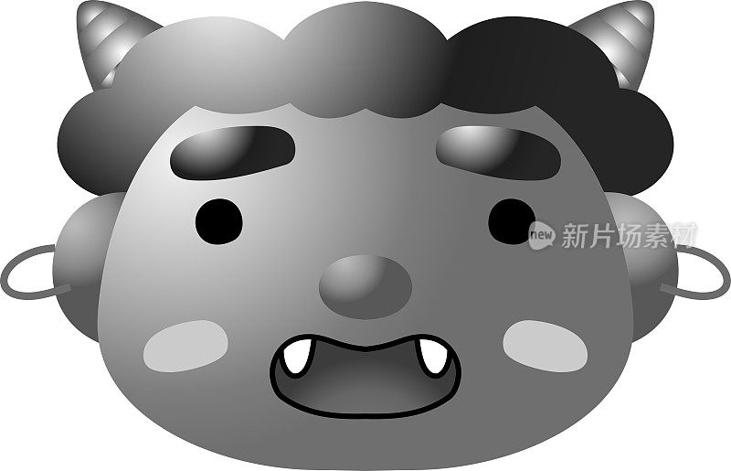 Cute japanese Monochrome Gradation demon Mask